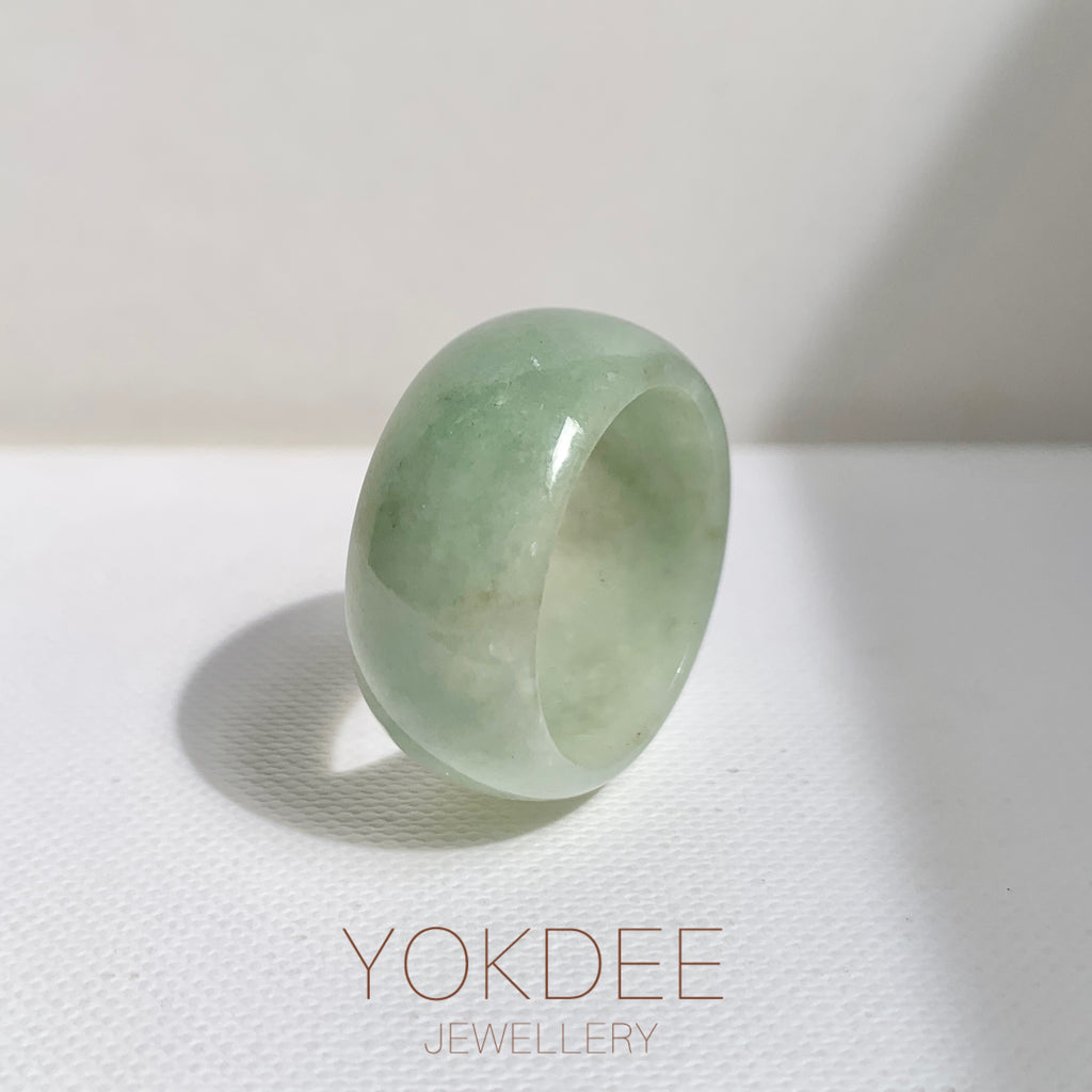 19.3mm A-Grade Natural Light Green Jadeite Ring Band No: 161555