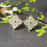 Icy A-Grade Natural Jadeite Osmantus Flower Stud Earring No. 180883