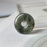 A-Grade Natural Black Jadeite Ancient Coin Donut Pendant No.220661