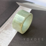 19.2mm A-Grade Natural Light Green Jadeite Archer Ring Band No.161602