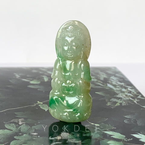 A-Grade Natural Yellowish Green Jadeite Goddess of Mercy Pendant No.220156