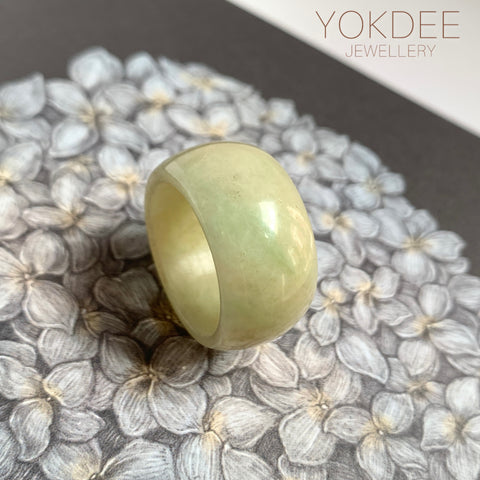 19mm A-Grade Natural Yellow Jadeite Ring Band No: 161782