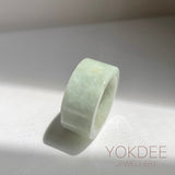 17mm A-Grade Natural Light Greyish Green Jadeite Ring Band No: 161435