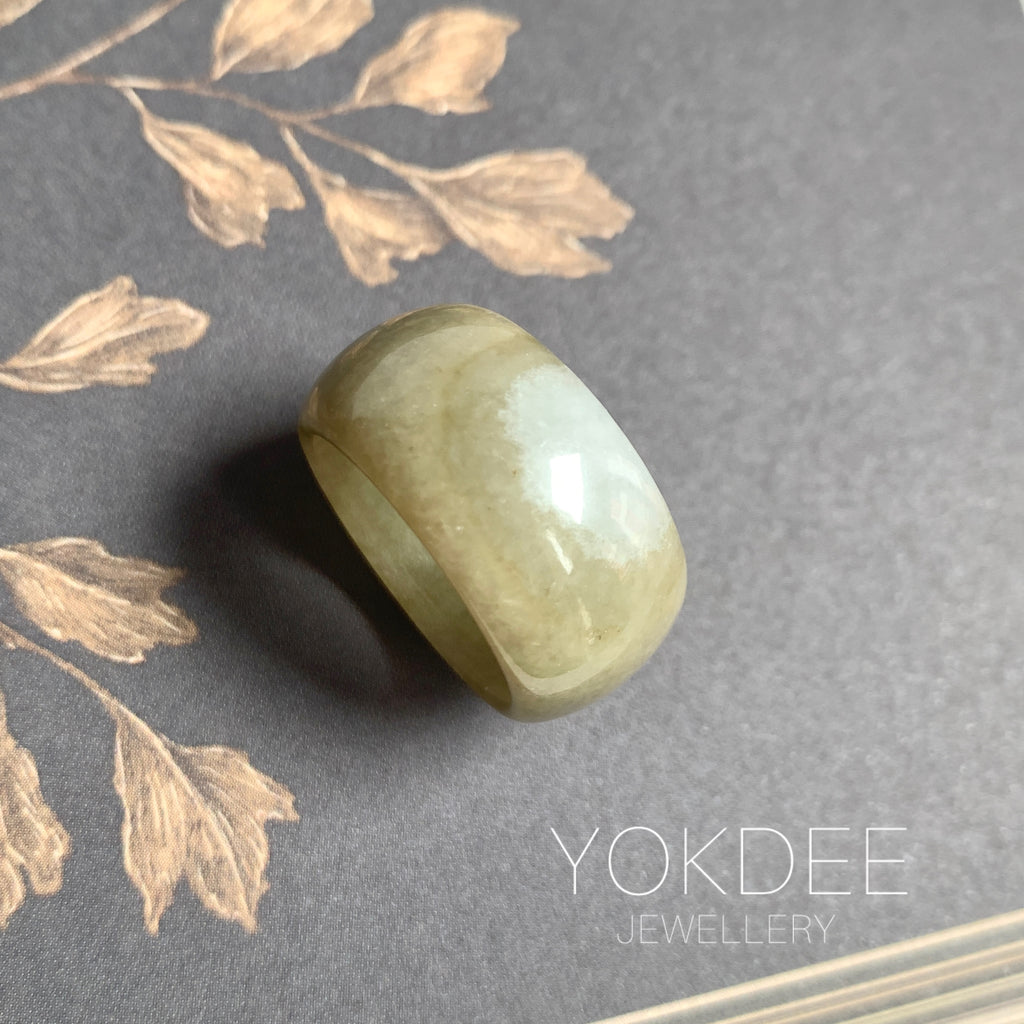 19.2mm A-Grade Natural Yellowish Green Jadeite Ring Band No: 161668