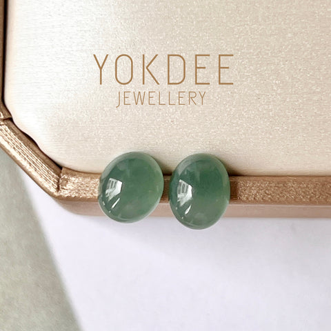 SOLD OUT: 2.94cts A-Grade Natural Bluish Green Jadeite Oval Cabochon Pair No.180788