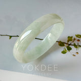 51.6mm A-Grade Natural Light Green Jadeite Modern Round Bangle No.152139