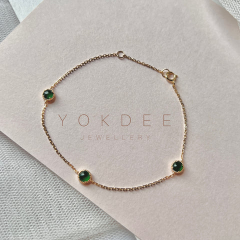 SOLD OUT: Icy A-Grade Natural Imperial Green Jadeite B.Petite Dolly Bracelet No.190371