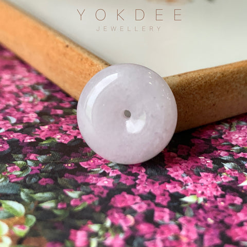 A-Grade Natural Lavender Jadeite Donut Pendant No.171651