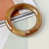 51.4mm A-Grade Natural Brown Jadeite Traditional Round Bangle No. 151088