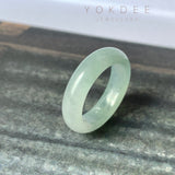 SOLD OUT: 17mm A-Grade Natural Light Bluish Green Jadeite Abacus Ring Band No.220682