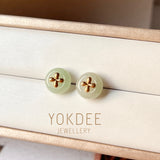 A-Grade Natural Green Jadeite Mini Donut Stud Earring No.180764