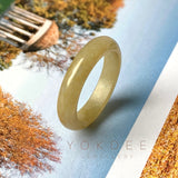 19.4mm A-Grade Natural Yellow Jadeite Abacus Ring Band No.161597
