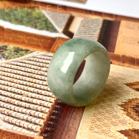 19.4mm A-Grade Natural Bluish Green Jadeite Abacus Band No.161590