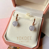 Icy A-Grade Natural Lavender Jadeite Sphere Huggies Earrings (with diamonds) No.180780