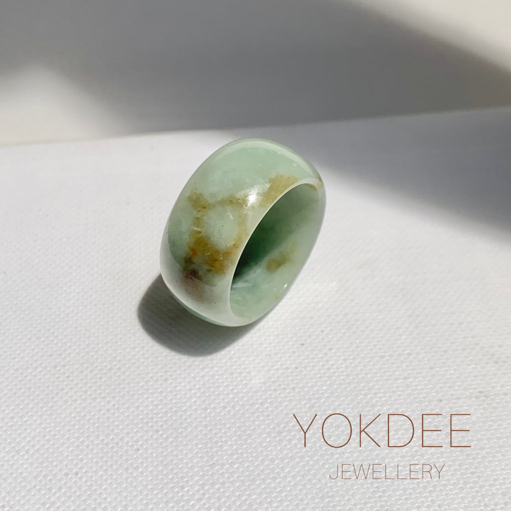 19.3mm A-Grade Natural Light Green Jadeite Ring Band No: 161573