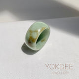 19.3mm A-Grade Natural Light Green Jadeite Ring Band No: 161573