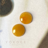 3.65 cts A-Grade Natural Yellow Jadeite Cabochon Pair No.180719