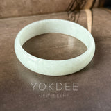 52.4mm A-Grade Natural Light Green Jadeite Modern Round Bangle No.152142