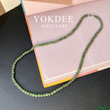 5mm A-Grade Natural Dark Green Jadeite Beaded Necklace No.190218