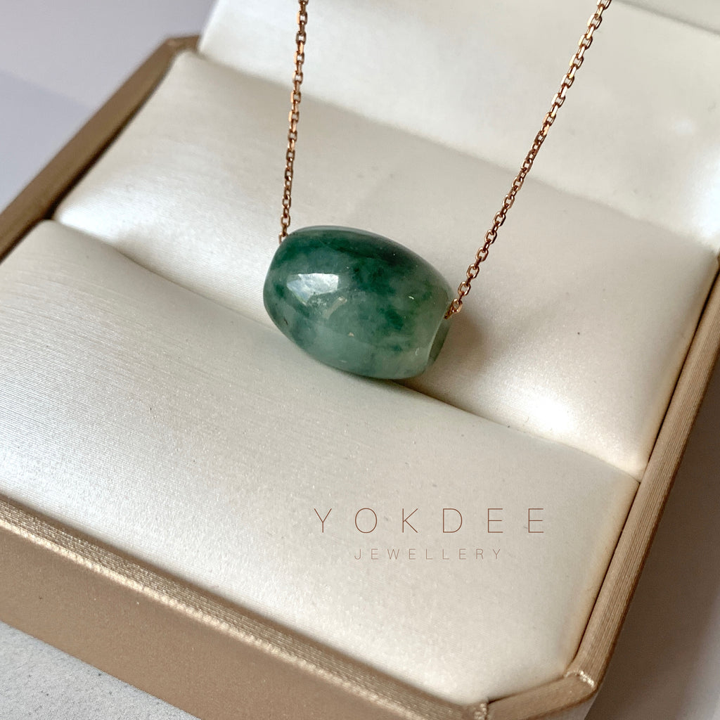 A-Grade Natural Bluish Green Jadeite Barrel Pendant No.220673