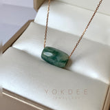 A-Grade Natural Bluish Green Jadeite Barrel Pendant No.220669