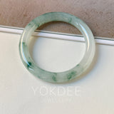 51.8mm A-Grade Natural Floral Jadeite Traditional Round Bangle No. 152138