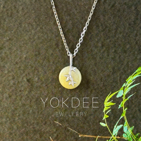 A-Grade Yellow Jadeite Donut Bamboo Pendant No.172780