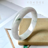 53.1 mm A-Grade Natural Lavender Bluish Green Floral Jadeite Modern Round Bangle No.151985