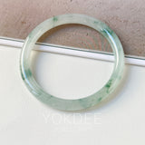 56.7mm A-Grade Natural Floral Jadeite Traditional Round Bangle No. 152135