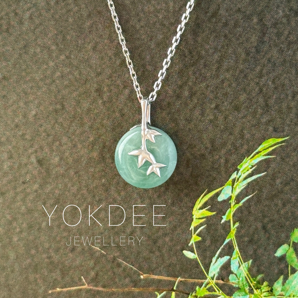 A-Grade Greenish Blue Jadeite Donut Bamboo Pendant No.172781