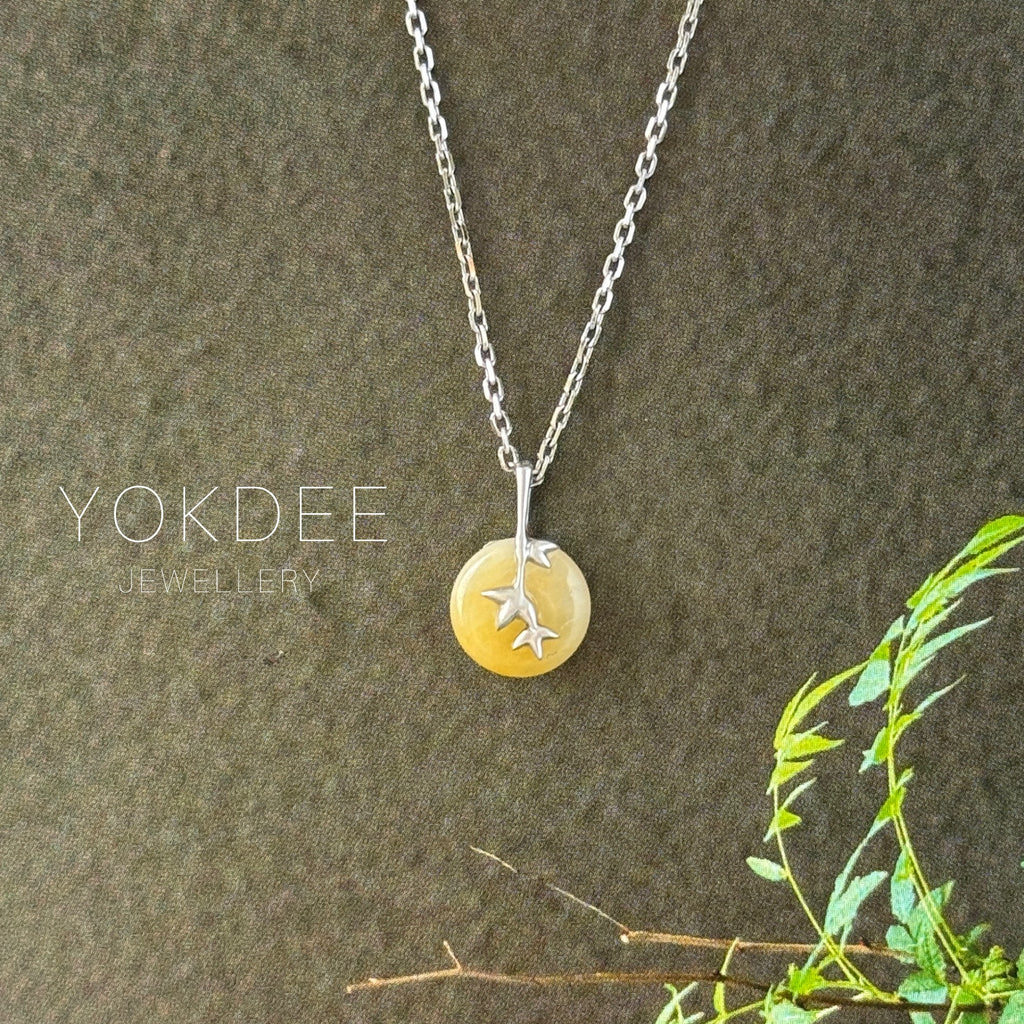 A-Grade Yellow Jadeite Donut Bamboo Pendant No.172779