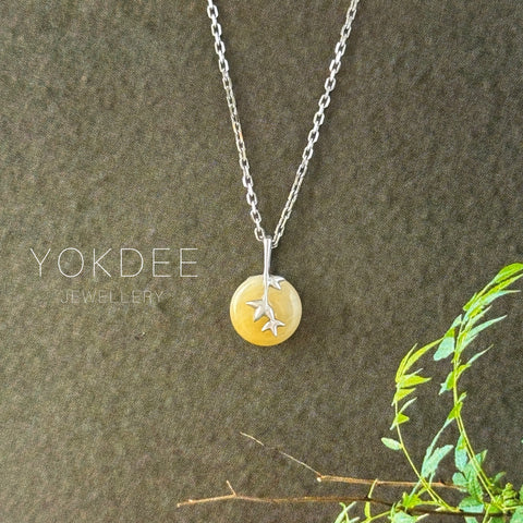 A-Grade Yellow Jadeite Donut Bamboo Pendant No.172779