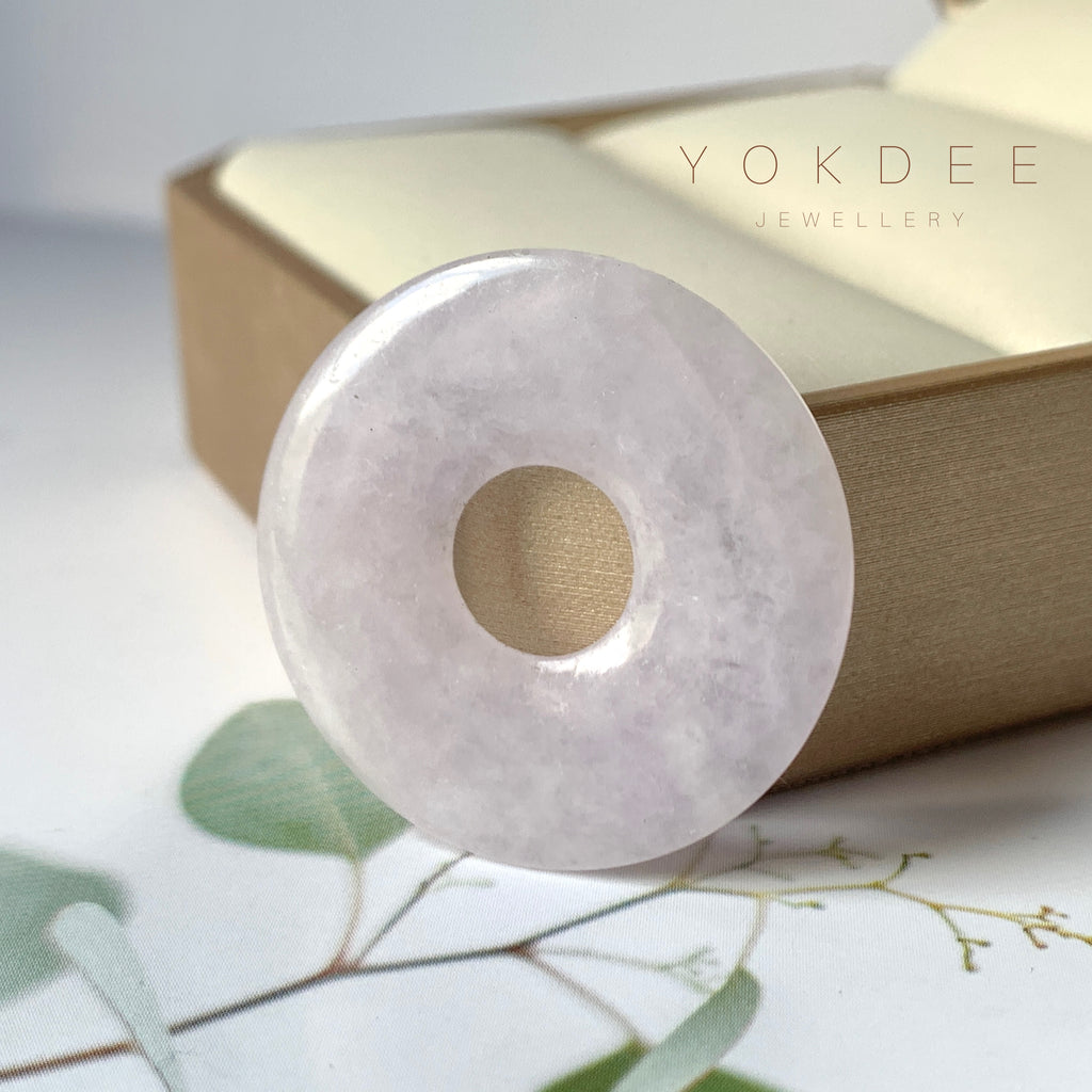 A-Grade Natural Lavender Ancient Coin Jadeite Donut Pendant No.171520