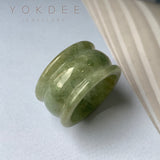 19.3mm A-Grade Natural Light Green Jadeite Archer Ring Band No.161603