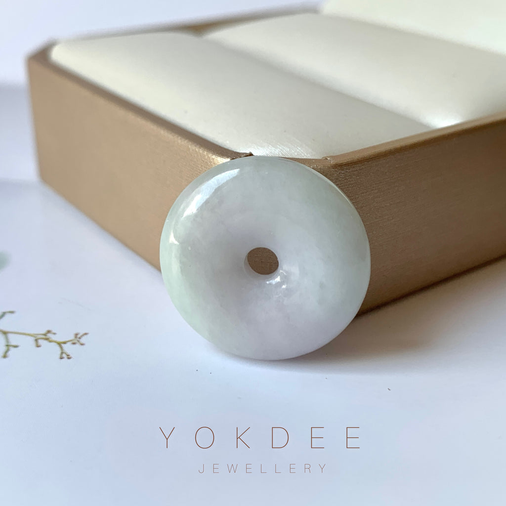 A-Grade Natural Lavender Green Jadeite Donut Pendant No.171547