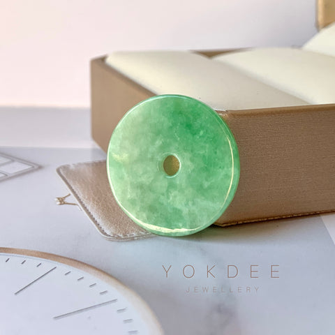 A-Grade Natural Apple Green Jadeite Donut Pendant No.171269