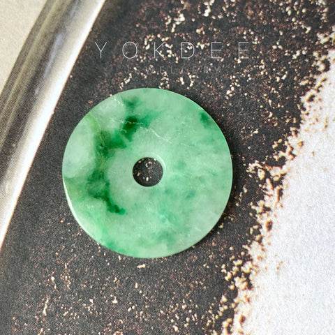 A-Grade Floral Imperial Green Jadeite Donut No.171425