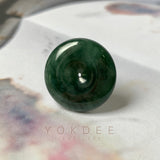 A-Grade Natural Dark Bluish Green Jadeite Donut Pendant No.220690