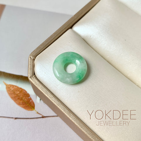 A-Grade Natural Moss On Snow Jadeite Bagel No.172877