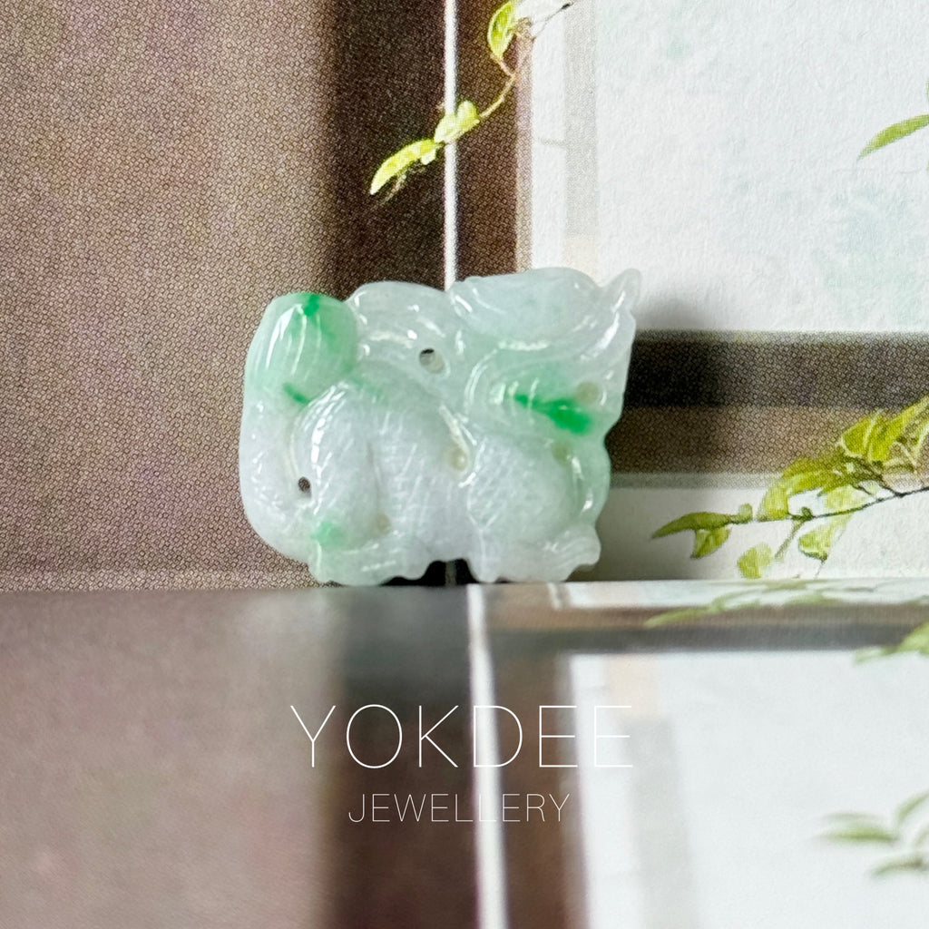 A-Grade Moss On Snow Jadeite Dragon Pendant No. 172992