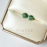 SOLD OUT: A-Grade Natural Floral Imperial Green Jadeite Donut Stud Earring No.180842