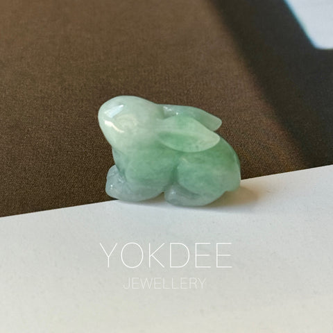 A-Grade Light Green Jadeite Rabbit Pendant No. 172940