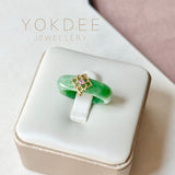 17.8mm A-Grade Natural Imperial Green Jadeite Peranakan Tile Ring No. 162527