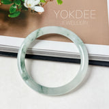 54.1mm A-Grade Natural Floral Jadeite Traditional Round Bangle No. 152156