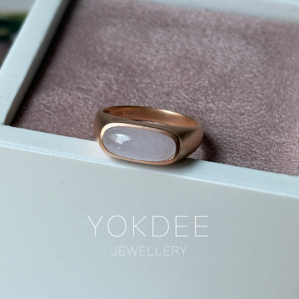 16.1mm Icy A-Grade Natural Pink Jadeite Saddle Loaf Ring No.162656