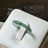 19.2mm Icy A-Grade Natural Dark Bluish Green Jadeite Slim Cut Ring Band No. 162633