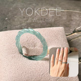 17.4mm Icy A-Grade Natural Denim Blue Jadeite Sisal Rope Ring Band No.162485