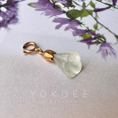 SOLD OUT: Icy A-Grade Natural Jadeite Lotus Pod Charm No.170708