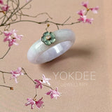 17mm A-Grade Natural Jadeite Joseon Dynasty Ring (Cherry Blossom) No.162557