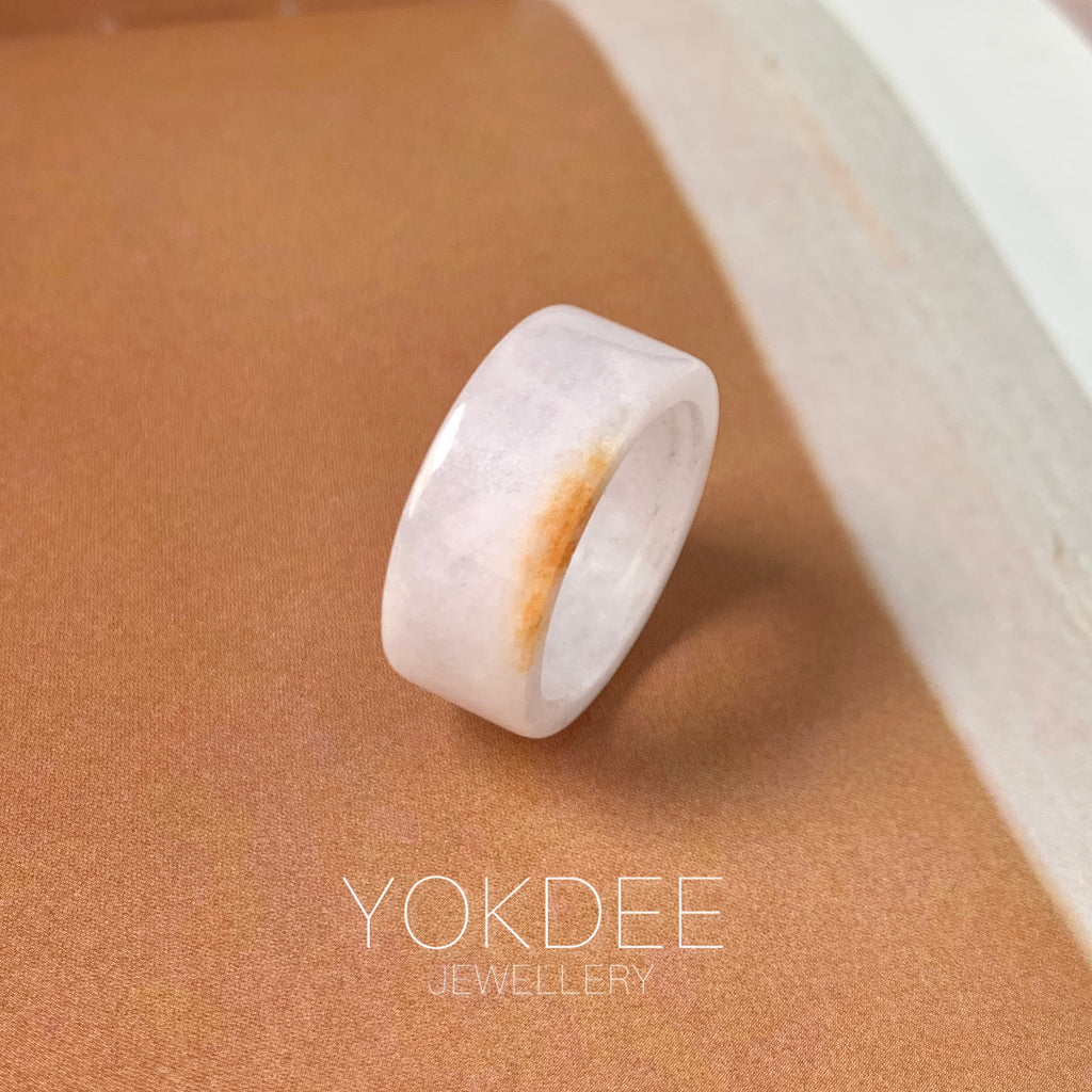 18.3mm A-Grade Natural Lavender Orange Jadeite Ring Band No. 220560